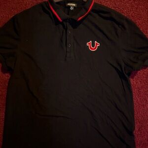 True Religion Polo Shirt in Black with Red Details